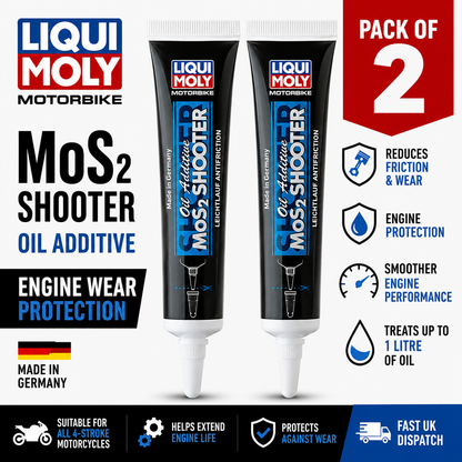 Liqui Moly MoS2 Shooter Motorcycle Oil Additive 20ml x2 Engine Wear Protection