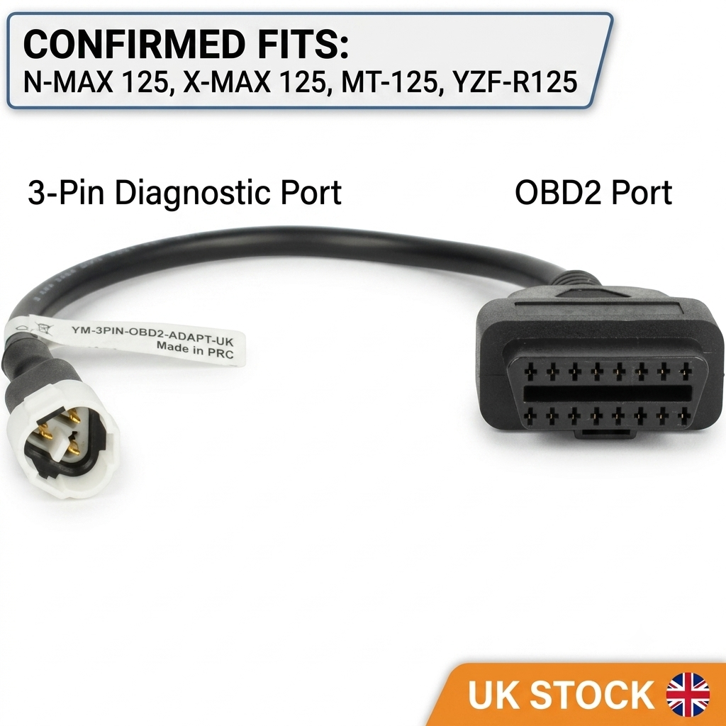 Share Yamaha OBD2 Diagnostic Cable 3 Pin X-MAX N-MAX MT-125 Fault Code Scanner Adapter