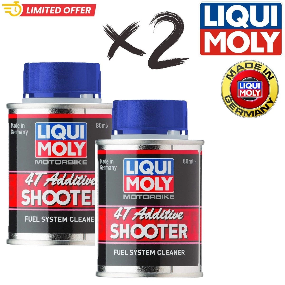 X2 Liqui Moly Motorbike 4T Additive Shooter 7822 80ml (Pack of 2) FREE SHIPPING